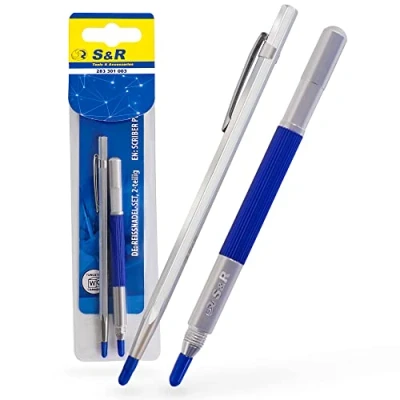 Image de S&amp;R Pointe à tracer Stylos Scriber Poinçon de Gravure pour Métal Bois Céramique Verre Acier. Set 2 x Menuiserie Bricolage Modélisme
