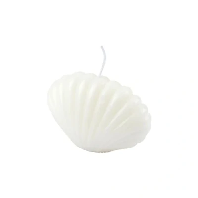 Image de Homéa, Bougie Forme Coquillage 9 x 5 H6 cm Arty Coloris Blanc