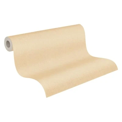 Image de Livingwalls papier peint 396518 uni en beige, jaune de haute qualité avec structure textile pour différentes pièces 10,05m x 0,53m Fabriqué Allemagne