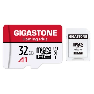 Image de Gigastone Carte Mémoire 32 Go, Gaming Plus Série, Vitesse de lecture allant jusqu&#039;à 90 Mo/s. idéal pour Full HD Vidéo Nintendo Switch Gopro, A1 U1 C10 Micro SDHC avec Mini étui et Adaptateur SD