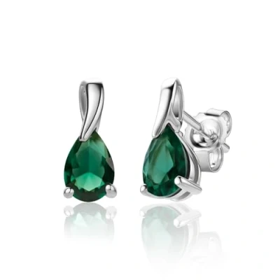 Image de Miore boucles d&#039;oreilles pour Femmes pendantes en Or Blanc 9 Carat /375 avec Pierre Précieuse forme poire Émeraude vert, Bijoux