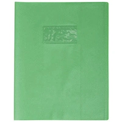 Image de Calligraphe 72111AMZC Un Protège Cahier Grain Cuir Vert clair 17x22 cm 22/100ème avec Porte Étiquette PVC Opaque