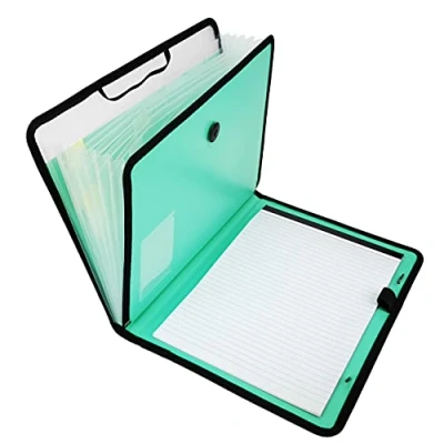 Image de D.RECT Porte documents en kit extensible Élastique rond avec bouton de fermeture 7 compartiments A4 menthe poivrée