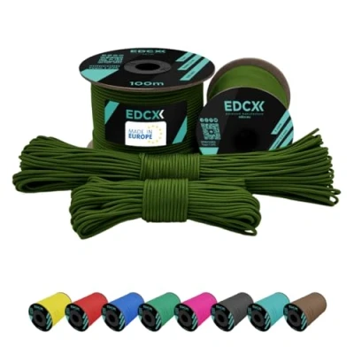 Image de EdcX 2 mm Nylon Paracord 275 (15, 30, 50 and 100 m) 100% Rope, 3 Strand Cord, Cord in Many Colours (Moss, 30