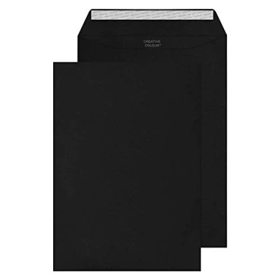 Image de Blake Creative Colour C4 229 x 324 mm 120 g/m² Enveloppes Pochettes Bande Adhésive (414P) Noir de Jais Boîte 250