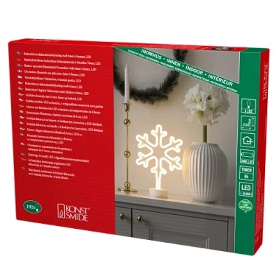 Image de Konstsmide 3077 100 Décoration de table à LED avec minuterie 6 heures Fonctionne piles pour l&#039;intérieur Blanc