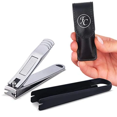 Image de FABCARE Coupe ongles avec réservoir et lime à intégrée étui E book inclus Hyper tranchant &amp; durable pour manucure pédicure Nail Clippers