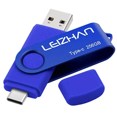 Image de LEIZHAN Clé USB 3.0 256 Go Flash Drive Type C OTG Pendrive pour Huawei Samsung Smartphone Android de Bleu