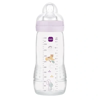 Image de MAM Easy Active Baby Bottle, to Grip Ergonomic Large Learning No. 3 Silicone Teat and Leak Proof Lid, 4+ Months, Pink, 330 ml