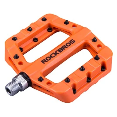 Image de ROCKBROS Pédales Vélo VTT BMX Large, Paires de Plates en Nylon 9/16 Pédale Route 3 Roulements Anti Glissant Noir Rose Orange Bleu Jaune