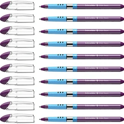 Image de Schneider Slider Basic (Stylos à bille, pointe extra large (XB)) Lot de 10 Stylos, Encre violette