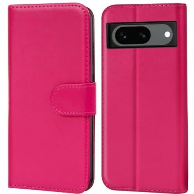Image de Verco Étui pour téléphone Portable Google Pixel 8a, étui bibliothèque à Rabat 8a [Fonction Porte Cartes/support], Rose