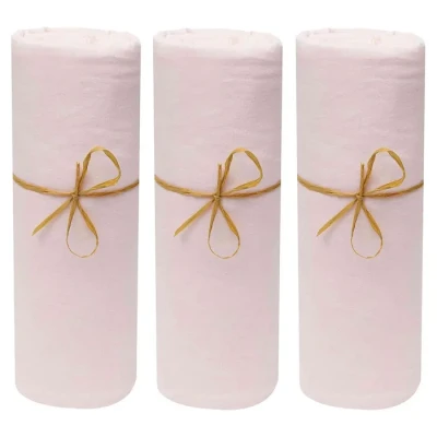 Image de P&#039;tit Basile Drap Housse 60x120 cm Lot de 3 draps en Jersey peigné 100% Coton Bio Rose pour Matelas bébé Enfant Dimensions Extensible sans Repassage Grands Bonnets