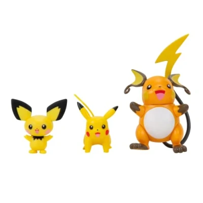 Image de Pokèmon PKW2778 Select Lot de 3 Figurines Pichu et Pikachu Raichu 7,6 cm, Evolution Multipack Style 2