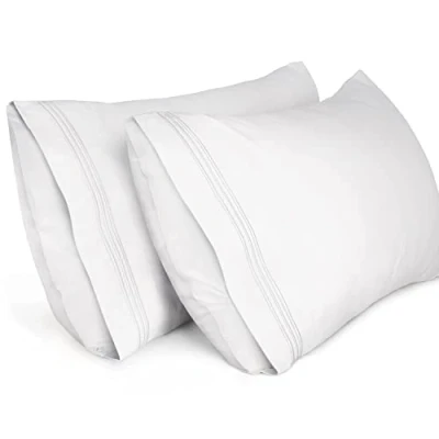 Image de Lirex 2 Pack Taies d&#039;oreiller, d&#039;oreiller en Microfibre Brossée Douce de Haute Qualité, Lavable Machine, Infroissable, Respirant (Blanc, 50 cm x 70 cm)