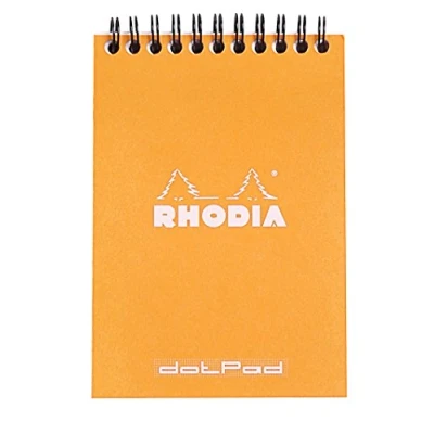 Image de RHODIA 13503C Notepad Bloc Notes à Spirale (Reliure Intégrale) Orange A6 10,5 x 14,8 cm Pointillés Dot 80 F Détachables Papier Clairefontaine g/m² Couverture en Carte Enduite Souple