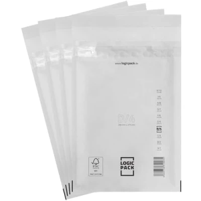 Image de LOGIC PACK Lot de 300 Enveloppe Bulle enveloppes matelassées D4 200 x 275 mm protection pour expédition, blanches autocollantes, le format DIN B5