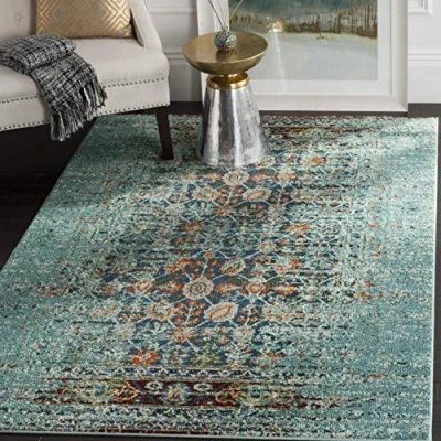 Image de Safavieh Vistoso Grand Tapis de Salon rectangulaire pour Une Utilisation en intérieur, Polypropylène, Bleu/Multicolore, 120 X 180 cm