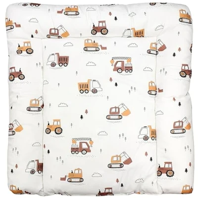 Image de TupTam Matelas à Langer Motifs pour Bebe Filles et Garçons, Véhicules de chantier/Pelles mécaniques/Beige, 70 x cm