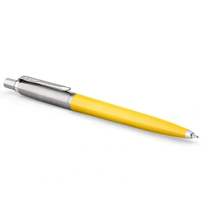 Image de Parker Jotter Originals Collection stylo bille, finition jaune rétro années 90, pointe moyenne, encre bleu, 1