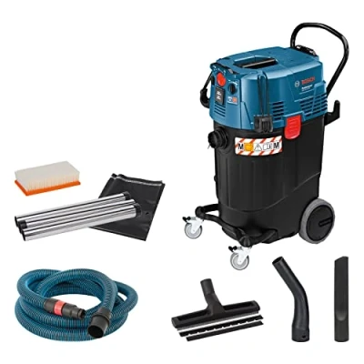 Image de Bosch Professional aspirateur eau et poussière GAS 55 m AFC (avec suceur droit Ø 35 mm, sac jetable, coude, set suceurs pour sols, 1 filtre plissé plat PES, 3 tubes 0,35 m, flexible 5 avec manchon)