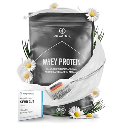 Image de ORGAINIC Protéine Whey de Vaches Nourries à l&#039;Herbe Contient des Acides Aminés Essentiels et non BCAA pour la Prise Muscle Traité Froid, sans OGM 1000g, Nature