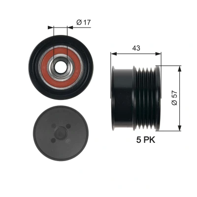 Image de GATES OAP7088 Poulie d&#039;Alternateur 43 FleetRunner Micro V Stretch Fit OPEL: Zafira B, Astra H GTC, 3/5 portes