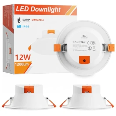 Image de ENUOTEK Lampes LED Encastrable Plafond Extra Plat Dimmable 12W IP44 pour Salle de Bain Cuisine 3000K 4000K 5000K Ajustable 220V 240V Diamètre Trou 110 135MM Lot 3