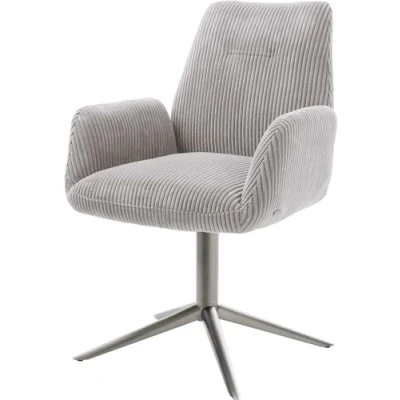Image de chaise pivotante Zoa Flex côtelé gris argenté pied de 4 branches grafiete pivotement sur 360 fonction bascule ressorts ensachés