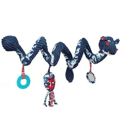 Image de LES DEGLINGOS Spirale d’activités Hippipos l&#039;hippopotame jouet d’éveil pour bébé avec activités sonores et tactiles 1 pièce Bleu 40cm déployé