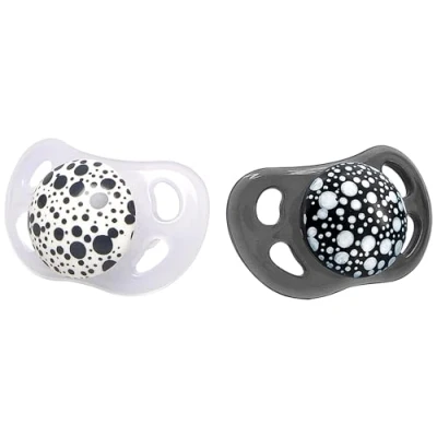 Image de Twistshake Lot de 2 Tétines bébé orthodontiques en silicone Nouveau né 0 6 mois Sans BPA Black/White, Noir/Blanc 78086