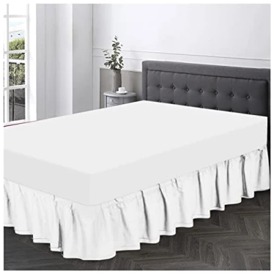Image de GC GAVENO CAVAILIA Diamant Cache sommier à Volants en Polycoton pour lit, Taille Simple, élastique et Respirant, uni, Polyester Coton, Blanc, King Valance Sheet