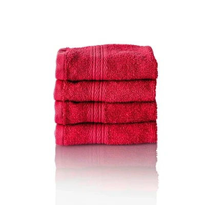 Image de ALCLEAR Lot de Serviettes éponge qualité supérieure, Gamme Disponible en 6 Coloris et 5 Tailles, : Rouge, 4 Bain 50 x 30 cm, Oeko Tex Standard 100