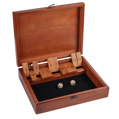 Image de WE Games Shut The Box Game in Wooden with a Lid 12 Numbers