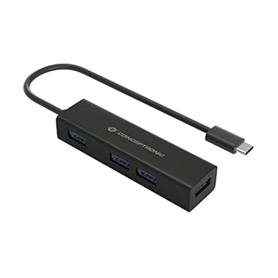 Image de Conceptronic HUBBIES07B hub &amp; concentrateur USB 3.2 Gen 1 (3.1 1) Type C 5000 Mbit/s Noir Neuf