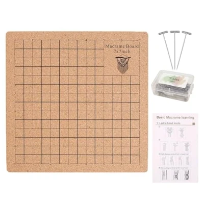 Image de Hayaww 18x18 cm Planche De Macramé Tressage en Liège Plaque Tableau Projet Réutilisable pour Tresser des Bracelets,Cordon Noué,Foulards