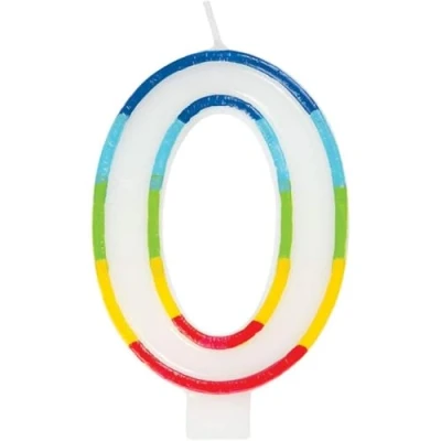 Image de Unique Party 19940 Bougie d&#039;anniversaire Motif bordure arc en ciel Numéro 0