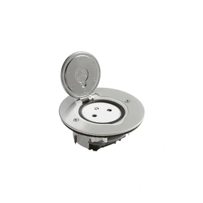Image de Legrand 089770 Prise de Sol Simple Surface avec Platine Ronde, 2P+T, 16A, 250V, Inox
