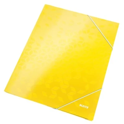 Image de Leitz Chemise 3 Rabats, Contient jusqu&#039;à 150 Feuilles A4, Fermeture Élastique, Carton, Jaune, WOW, 39820016