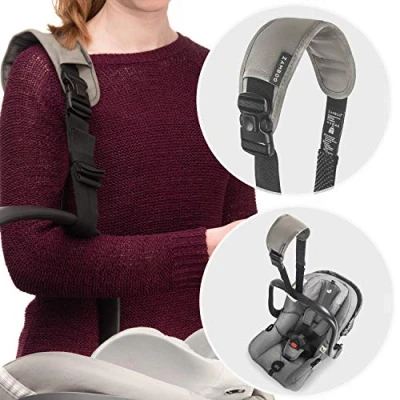 Image de Zamboo Sangle de Portage pour Cosy Bebe Facilite Transport Siege Auto Groupe 0 (par ex. Bébé Confort, Cybex, etc.), Universel, Antidérapant Gris Noir