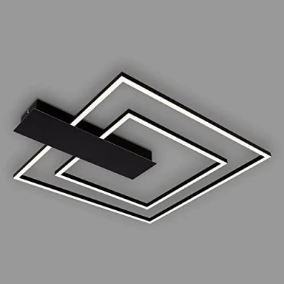 Image de BRILONER Leuchten plafonnier LED à intensité variable sur 3 niveaux, fonction mémoire, couleur de lumière blanc chaud, rectangulaire, noir, 570x480 mm, 3545 015
