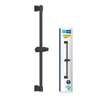 Image de GROHE Vitalio Universal Barre de Douche 60cm, Diamètre 22mm, Curseur Coulissant et Pivotant, A Coller avec QuickGlue ou à Visser, Noir Mat, 277242431