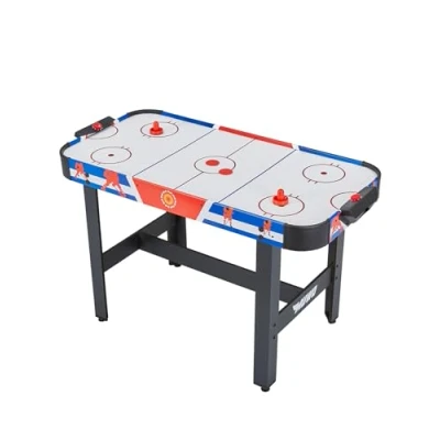 Image de MUWO Table de hockey 122 x 61 79 cm, compteur buts, avec 2 palets et poussoirs, bandes en plastique rigide robuste (Game on)