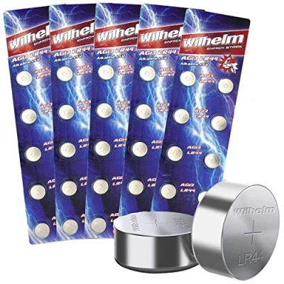 Image de Wilhelm AG13/147/LR44/SR44W/357/LR1154/V13GA Lot de 50 piles alcalines 1,5 V