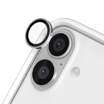 Image de RhinoShield protection d&#039;objectif en verre trempé 9H compatible avec [iPhone 16/16 Plus] Résistance aux chocs et rayures, haute clarté, anti éclats, techn buée Argent