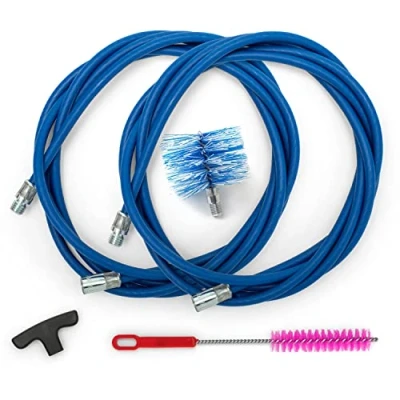 Image de BARETTO Kit de Nettoyage pour Poêles à Granulés, Rallonge 6 Mètres Le des Granulé avec Coude 90, Brosse Standard en Nylon 80 mm, Polyvalente et Poignée
