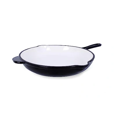 Image de ECHTWERK Poêle à frire en fonte avec revêtement émaillé, deux poignées et bec verseur, Convient pour les fours, grills, BBQ induction, Ø 26,5 cm, Noir
