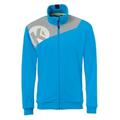 Image de KEMPA CORE 2.0 POLY JACKET Veste Handball Poches latérales zippées Élastiques manches et taille bleu kempa/gris foncé chiné