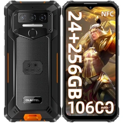 Image de OUKITEL WP23 Plus Téléphone Incassable 2025 Batterie 10600mAh/18W Smartphone Incassable, 24GO +256GO /1TO, Android 14, Écran 6.52&quot;, Caméra 13MP, 4G Dual SIM/GPS/NFC/Telephone de Chantier Orange