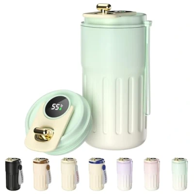 Image de Homealexa Gobelet à café affichage numérique Bouteille isotherme 410 ml En acier inoxydable 316 Isolation sous vide Anti fuite Avec couvercle pour